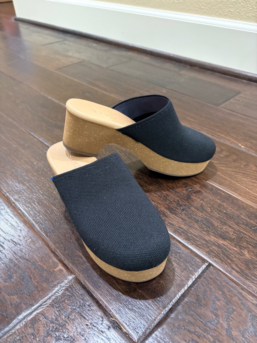 Rothy’s Classic Clog 6.5 7 Black Heel Knit * Irregular Buckle Removed Fits Wide